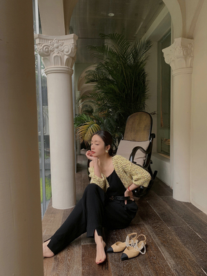 Abow手工编织粗棒针杂花外套毛衣