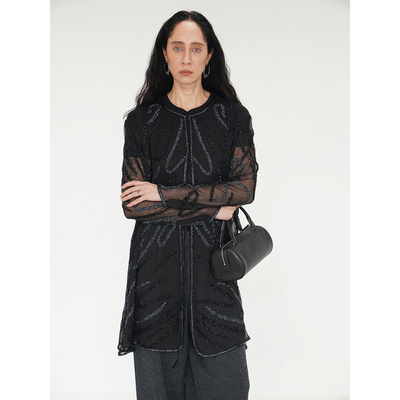 ABow2025钉珠连衣裙半群两穿开衫