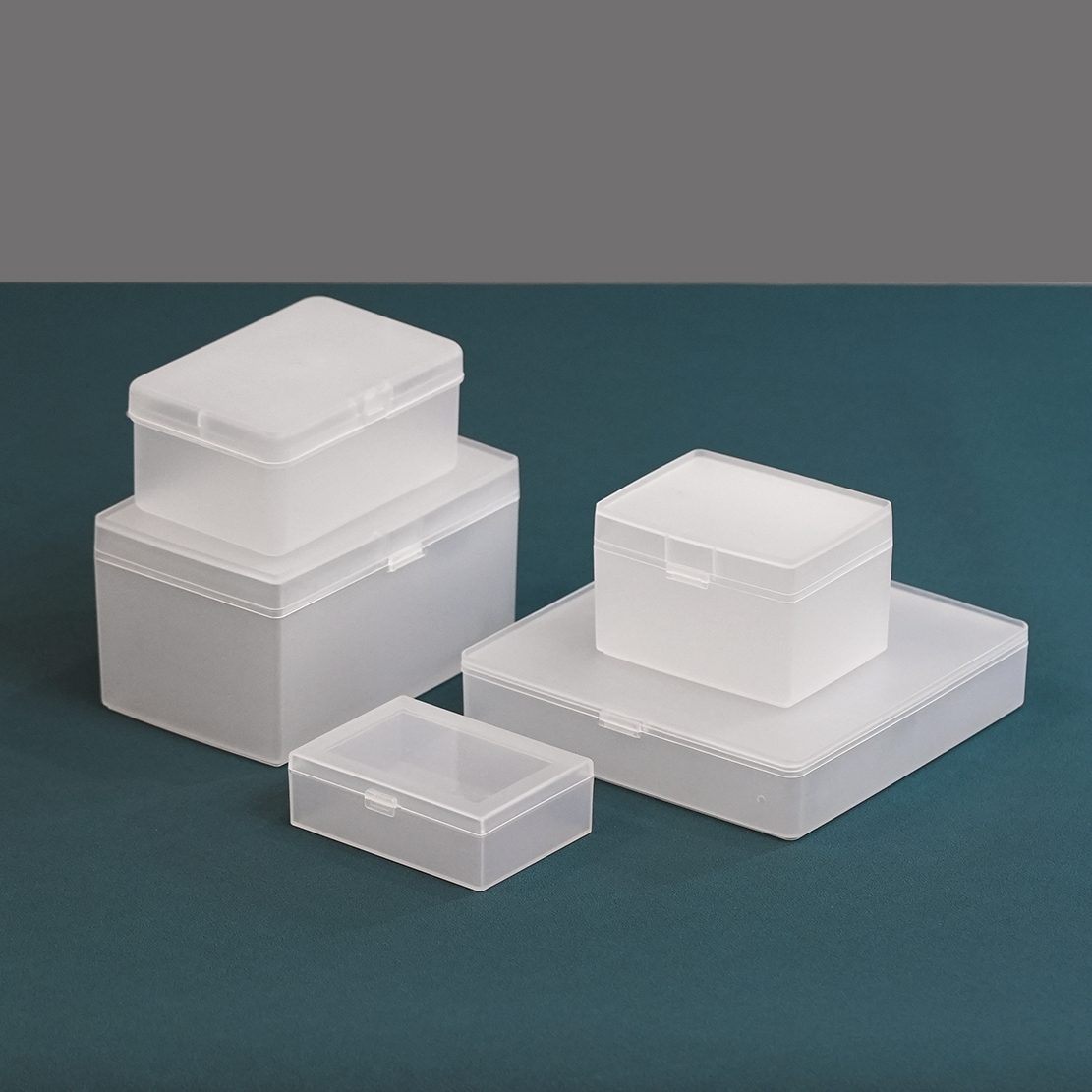 磨砂小盒子塑料盒有带盖工具零件盒子透明长方形卡片盒翻盖小盒