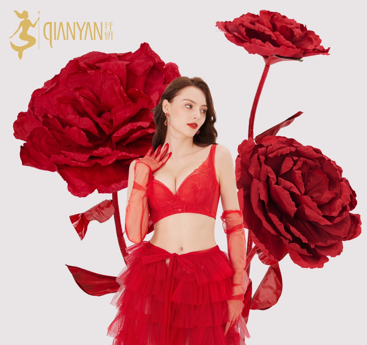 纤妍新款大红色BW0722中模杯高侧收调整型不厚不薄定型集中圆润型