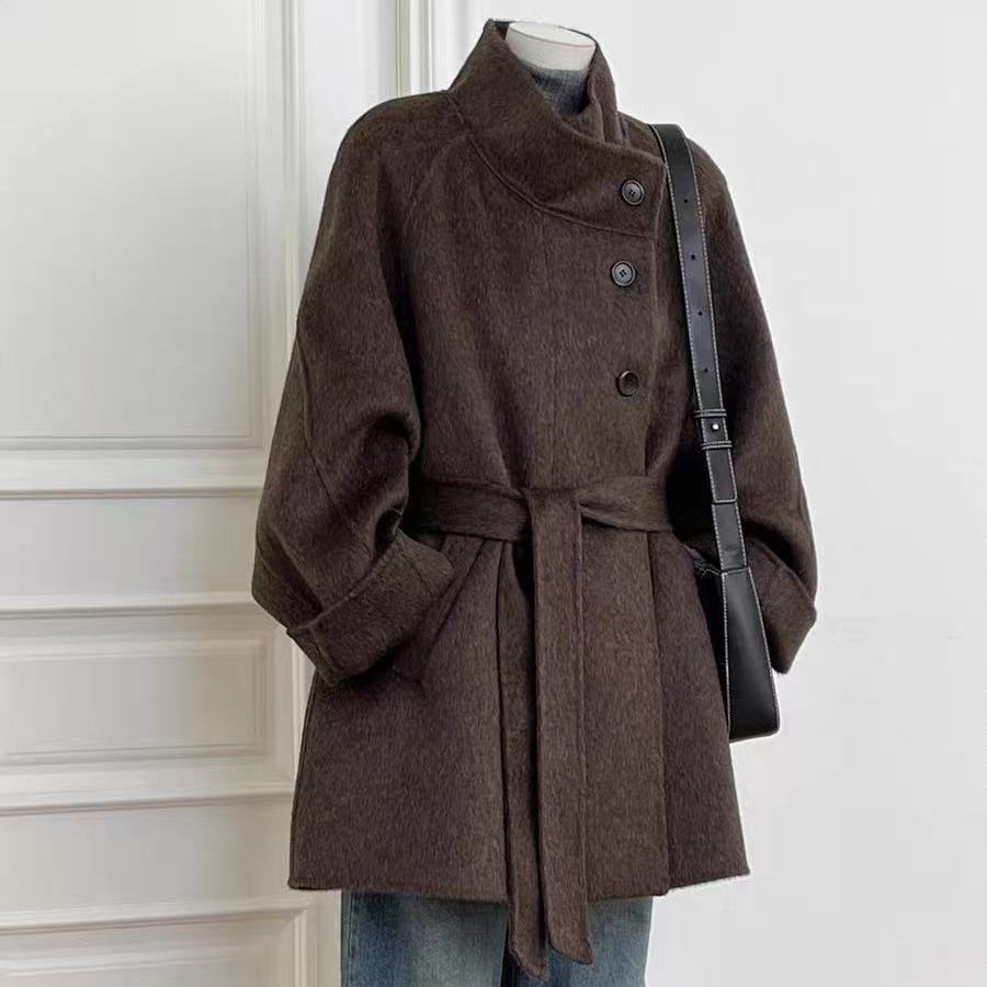 胖mm大码300斤气质呢子大衣女秋冬新款小个子赫本风高级毛呢外套