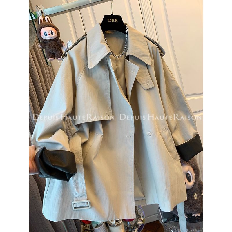 大码女装300斤高级感法式气质风衣外套女秋季宽松遮肉中长款上衣