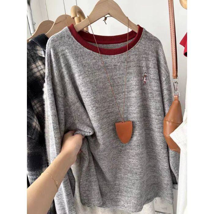 特大码300斤德绒磨毛刺绣慵懒上衣2026新款撞色宽松休闲打底T恤女,女装/女士精品,T恤,淘宝优惠券,粉丝福利购,淘宝优惠卷