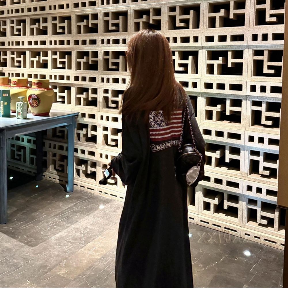 特大码300斤韩版慵懒风过膝长袖连衣裙女新款宽松遮肚显瘦T恤裙子