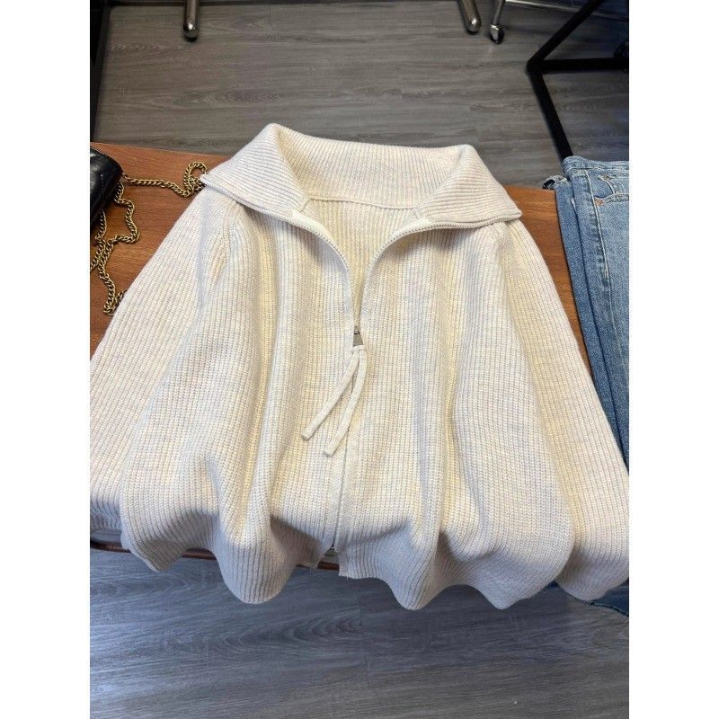 特大码300斤高端双拉链开衫毛衣男女款秋冬慵懒风显瘦针织衫上衣