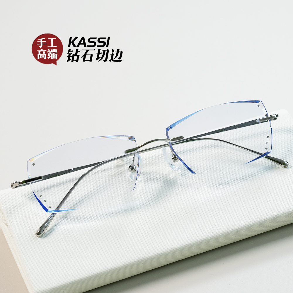 新款无框钻石切边眼镜 时尚款个性无框合金架高档超轻A58021
