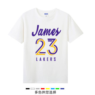 休闲男JAMES 圆领大码 夏季 篮球球星字母湖人詹姆斯T恤23号短袖
