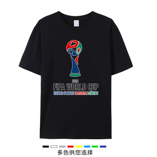 2026年国际足联世界杯足球赛标志短袖T恤加拿大墨西哥美国T纪念衫