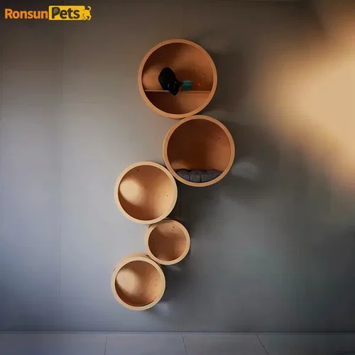 实木猫爬架简约猫窝墙壁猫跳台小户型不占地圆弧猫窝挂墙猫咪玩具