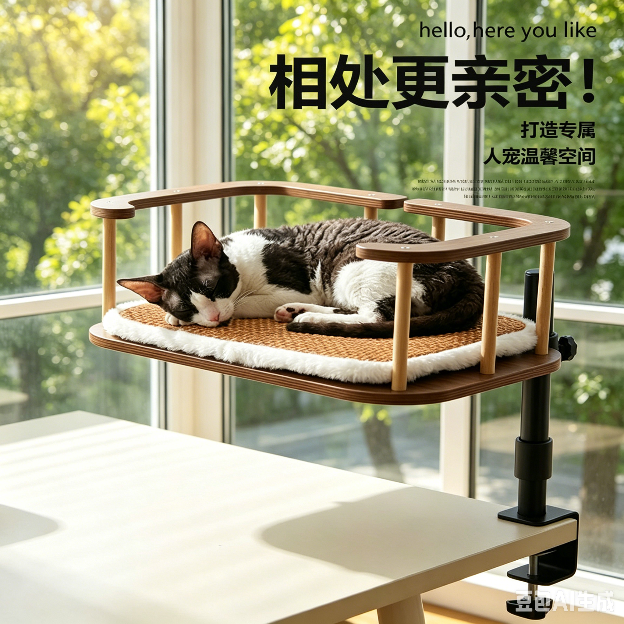 书桌免打孔可升降猫吊床四季通用