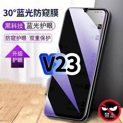 适用Realme真我V23蓝光防窥膜RMX3571黑边钢化膜V23i手机膜保护隐私护眼防偷窥看5G全屏防摔防爆高清玻璃贴膜