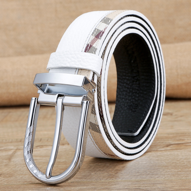 男士针扣休闲风牛仔裤纯白皮带