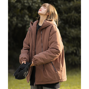 89087-P100新款冬季日系机能风连帽工装潮流棉衣外套情侣百搭图片