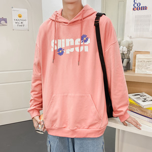 8556-P50中性港风潮牌bf帽衫男友风宽松休闲印花长袖卫衣外套男女图片