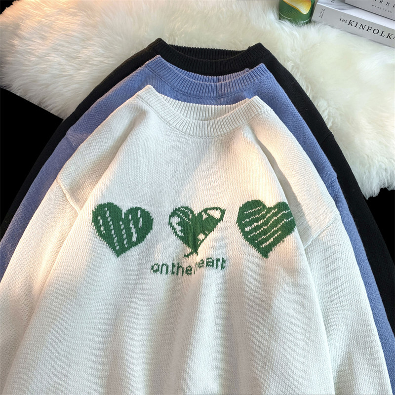 M802-P55圆领毛衣男潮流ins港风宽松慵懒针织衫韩版情侣毛线衣，男装针织衫/毛衣，电商D310（原电商305）