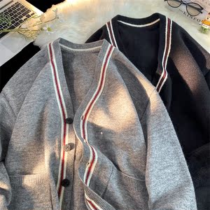 M093-P65开衫毛衣外套男秋季新款潮牌宽松痞帅针织衫港风百搭情侣图片