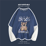 8519-P45假两件长袖t恤男潮牌ins外穿春秋款潮流宽松卫衣港风，男装卫衣，电商D310（原电商305）