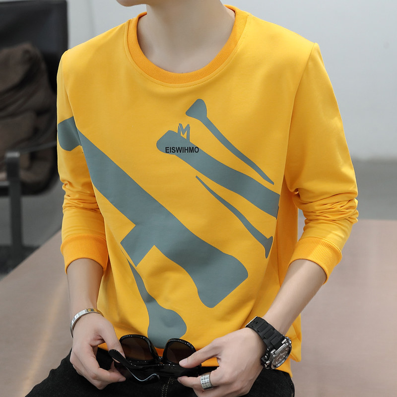 Korean long sleeve men's T-shirt spring and autumn sweater trend autumn bottom coat men's T-shirt