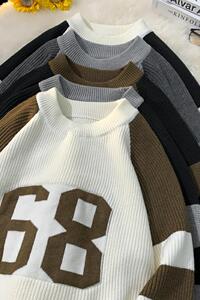M876-P55毛衣男冬款加厚内搭打底针织衫潮牌复古大码慵懒风图片