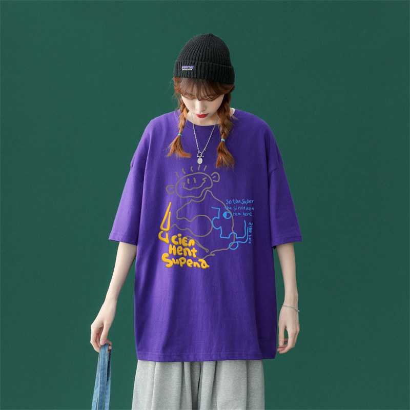 T802-P25短袖T恤男夏季潮牌潮流宽松上衣服情侣半袖新款图片