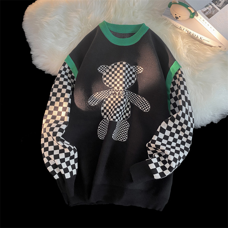 Y613-P60软糯假两件毛衣男学生韩版潮流设计感针织衣冬，男装针织衫/毛衣，电商D310（原电商305）