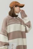 2602-P58复古条纹polo领毛衣男秋冬季慵懒风青少年小众情侣款，男装针织衫/毛衣，电商D310（原电商305）