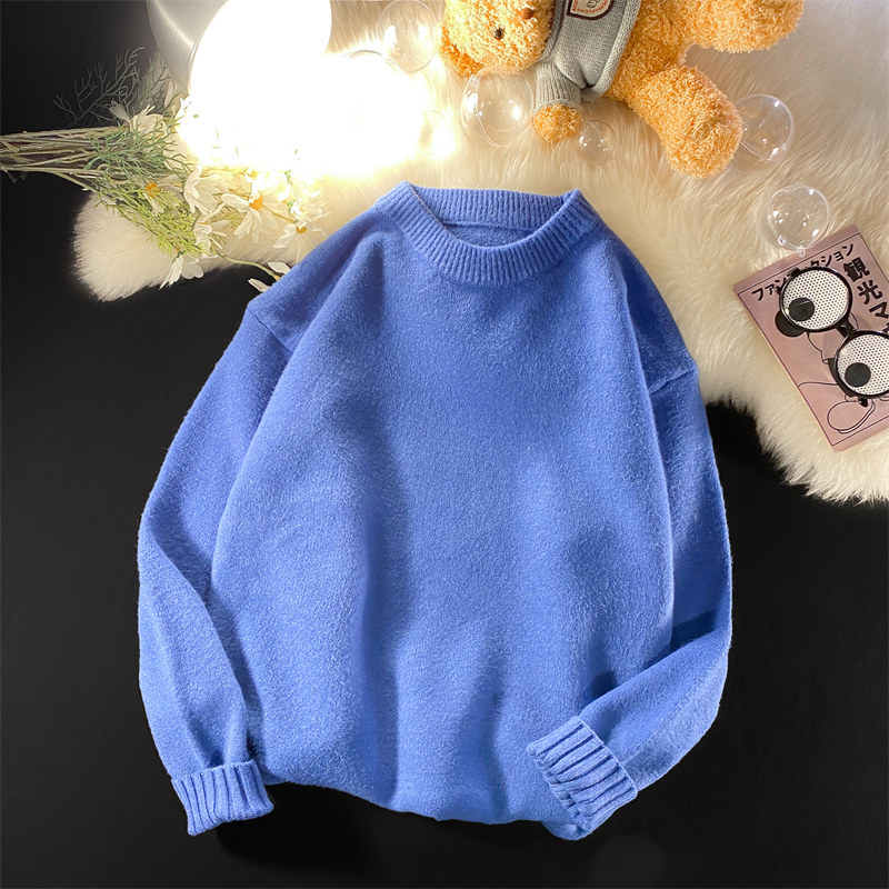 M701-P43秋冬季新款港风纯色毛衣男士韩版宽松圆领针织衫情侣，男装针织衫/毛衣，电商D310（原电商305）