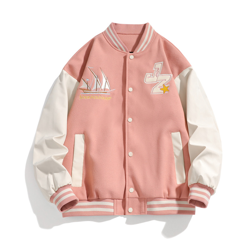 JK027-P70棒球服男春秋设计感小众港风chic复古刺绣情侣夹克外套,男装夹克,电商D310（原电商305）