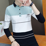 8823-P45男士长袖T恤秋季新款条纹翻领男装polo衫休闲青年薄，男装卫衣，电商D310（原电商305）