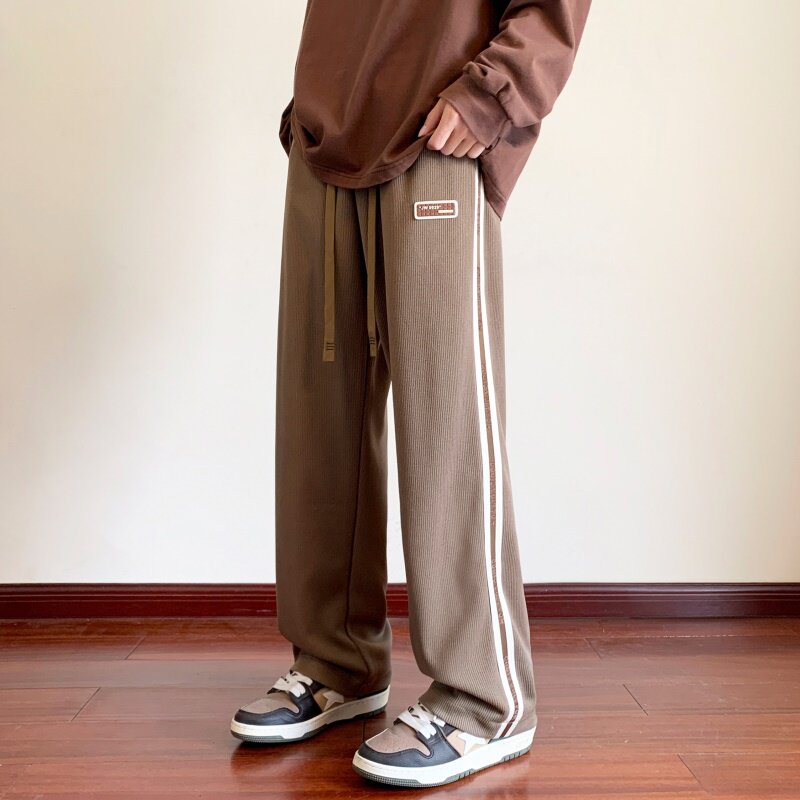 83538-P45裤子男款阔腿宽松运动男生黑色百搭直筒休闲长裤图片