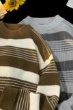 M878-P55条纹毛衣男圆领加厚慵懒风毛线衣潮牌情侣款百搭宽松，男装针织衫/毛衣，电商D310（原电商305）