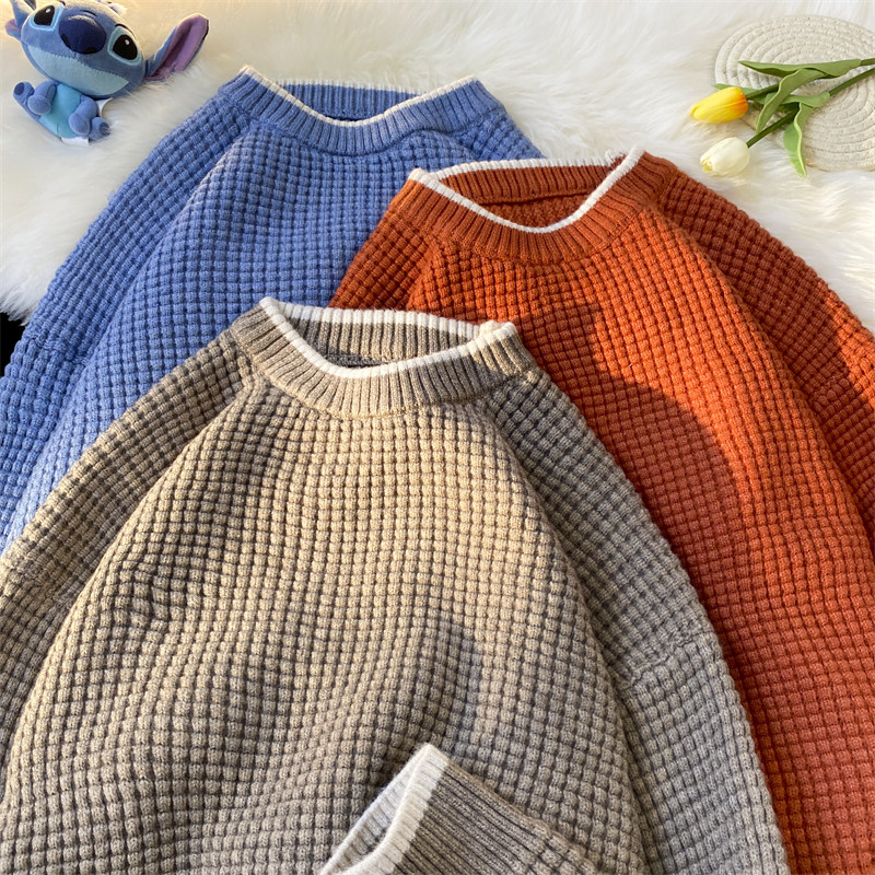 68268-P65毛衣男ins学生圆领套头宽松港风潮牌休闲百搭潮流线，男装针织衫/毛衣，电商D310（原电商305）