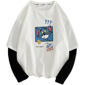 8523-P45卡通印花卫衣男韩版潮流套头宽松休闲港风外套情侣班服图片
