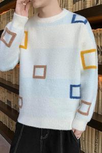 79156-P60毛衣男士秋冬季加绒加厚中领针织衫潮流保暖上衣服