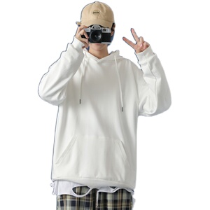 8552-P40纯色连帽卫衣男士潮牌衣服宽松休闲学生外套图片