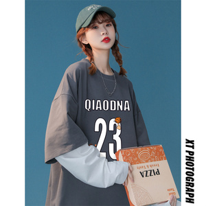 中性風(fēng)8520-P45衛(wèi)衣男春季圓領(lǐng)寬松美式復(fù)古印花潮流ins百搭潮牌圖片