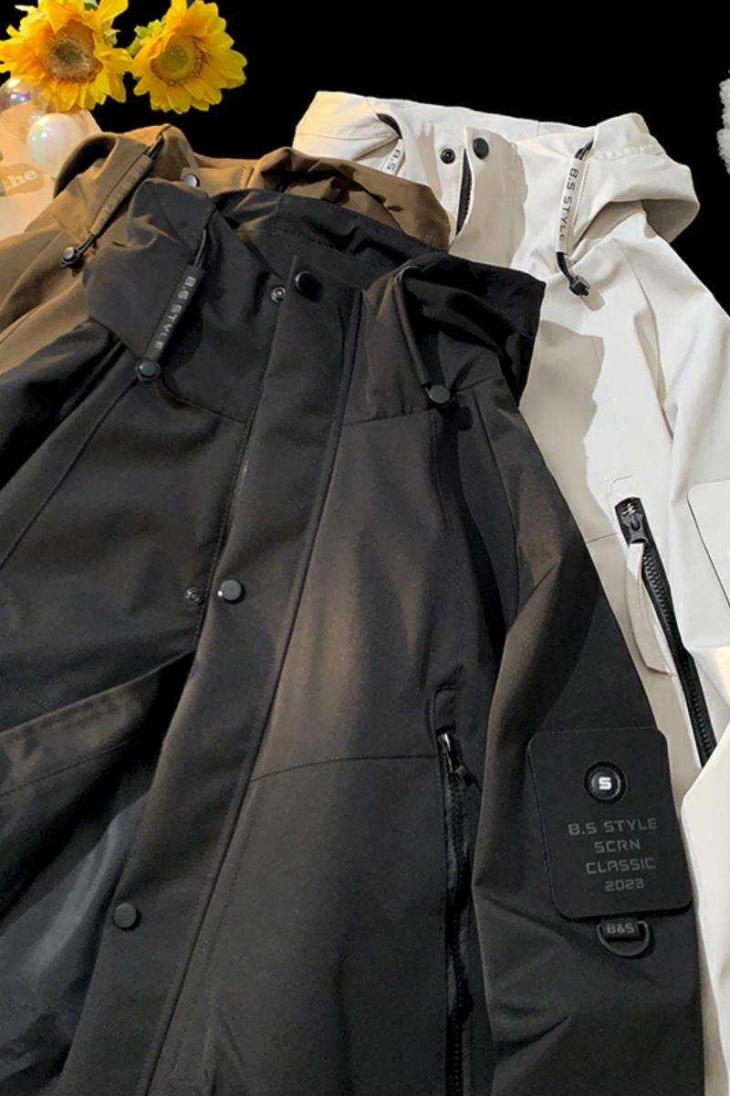 JK581-P95日系机能工装夹克男宽松户外连帽防风冲锋衣外套,男装夹克,电商D310（原电商305）