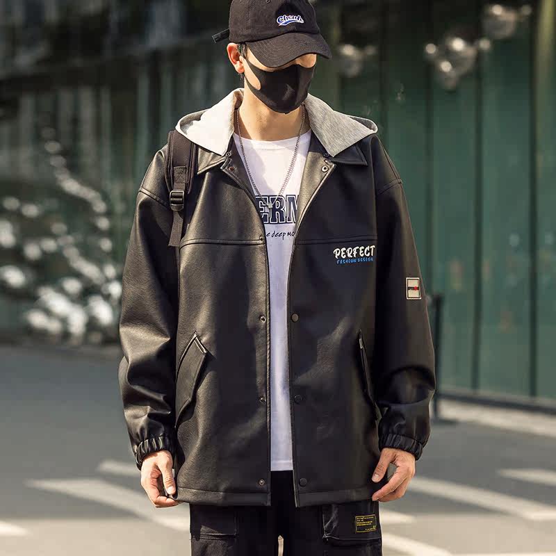 JK290-P100炸街皮衣外套男女春秋日系棒球服复古港风高街pu皮夹克图片