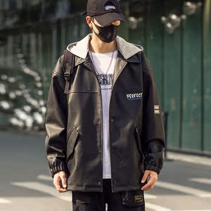JK290-P100炸街皮衣外套男女春秋日系棒球服复古港风高街pu皮夹克图片