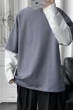 8521-P40假两件长袖T恤男韩版潮流新款宽松港风百搭卫衣男生，男装卫衣，电商D310（原电商305）