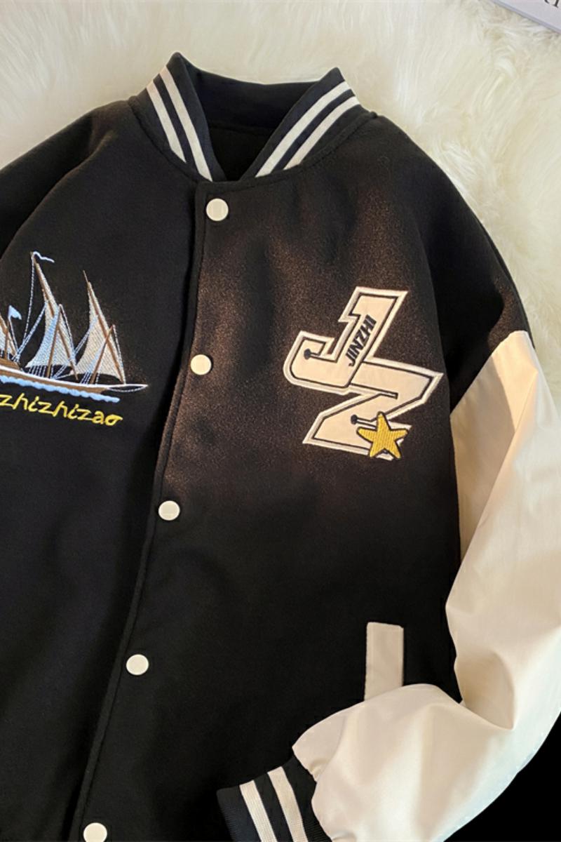 JK27-P75潮牌撞色夹克外套男士春秋季港风ins潮流棒球服百搭休闲,男装夹克,电商D310（原电商305）