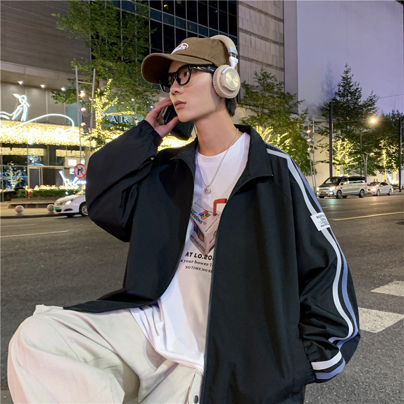 JK806-P68男女春秋季潮流宽松拉链立领港风潮牌休闲外套图片