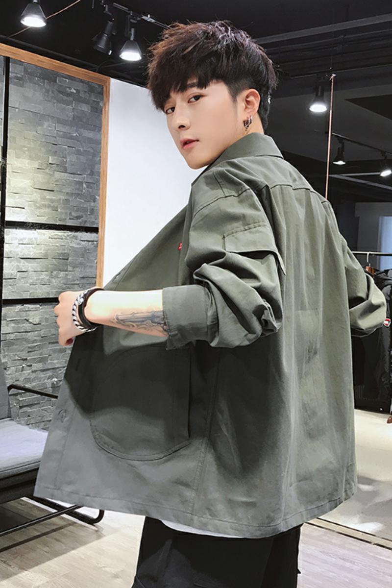 C877春季工装衬衫韩版长袖衬衣潮流宽松外套男士日系寸衫,男装卫衣,电商D310（原电商305）