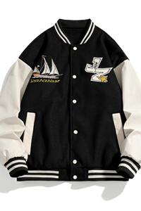 JK027-P70棒球服男春秋设计感小众港风chic复古刺绣情侣夹克外套