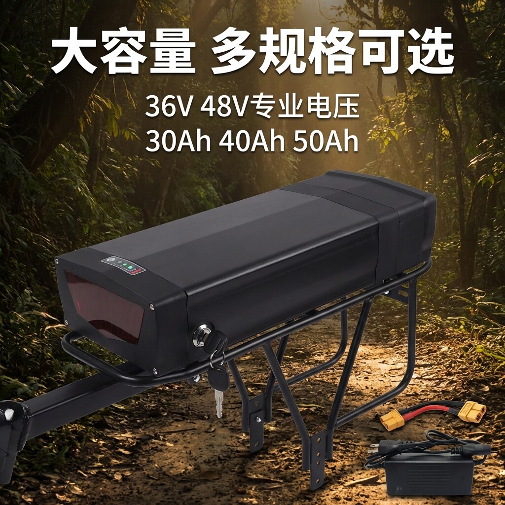 后货架锂电池山地车36V48V20ah自行车电助力改装捷时达大金刚电瓶