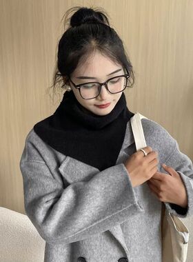 针织围脖羽绒服防脏护领脖套秋冬男士女款保暖高领护颈假领子围巾