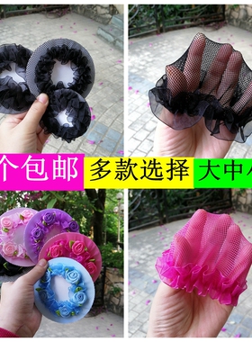 盘包头发的发网儿童舞蹈头饰盘发女孩发套黑色网兜考级跳舞用女童