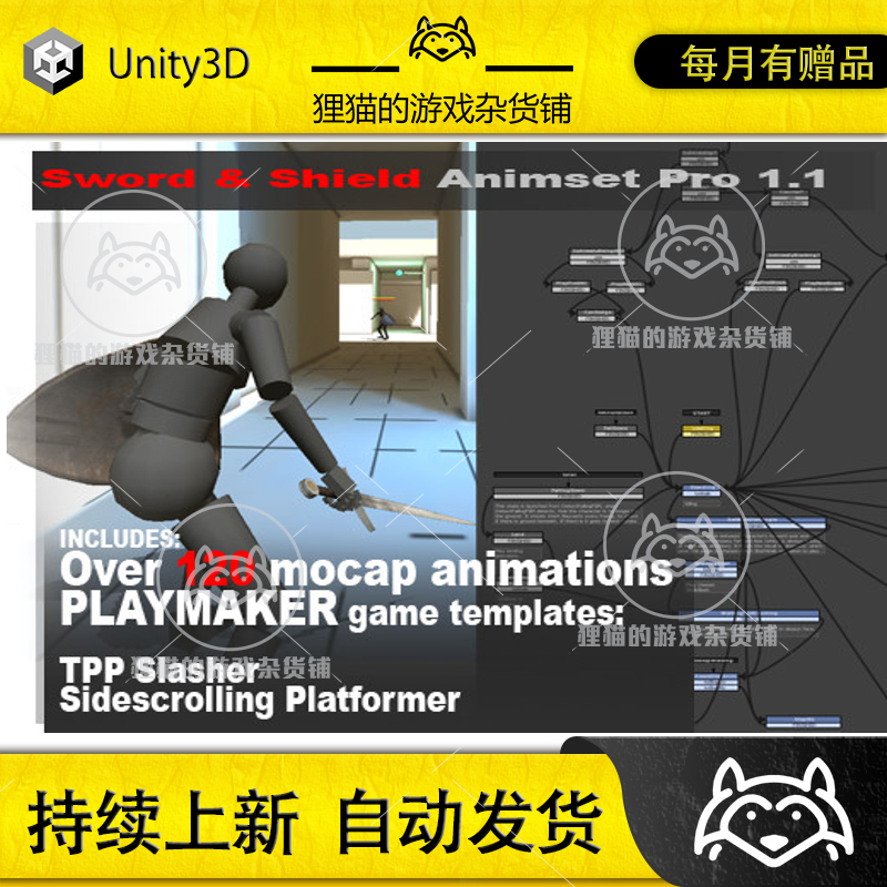 Unity Sword and Shield Animset Pro 1.18 剑与盾砍杀防御动画包