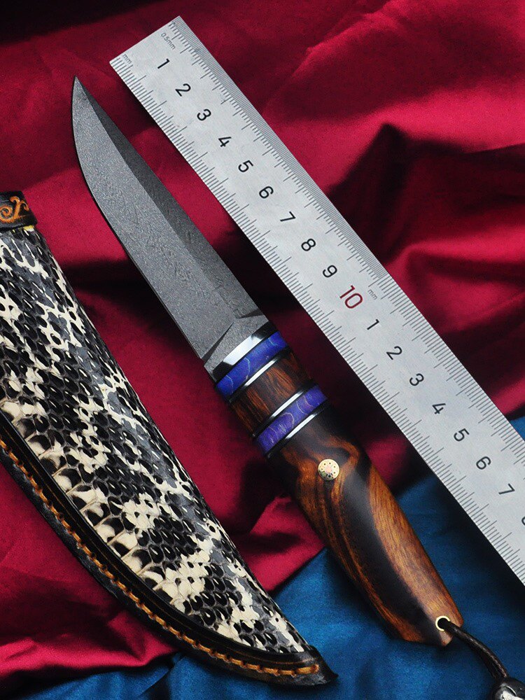 乌兹钢小直刀高硬度户外求生小刀随身防身刀具手工小刀收藏小刀具