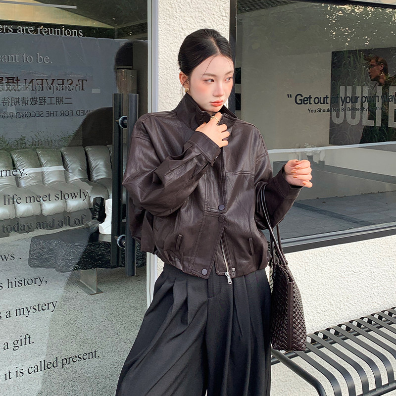 韩版休闲气质机车短皮衣外套秋高级感显瘦减龄上衣夹克